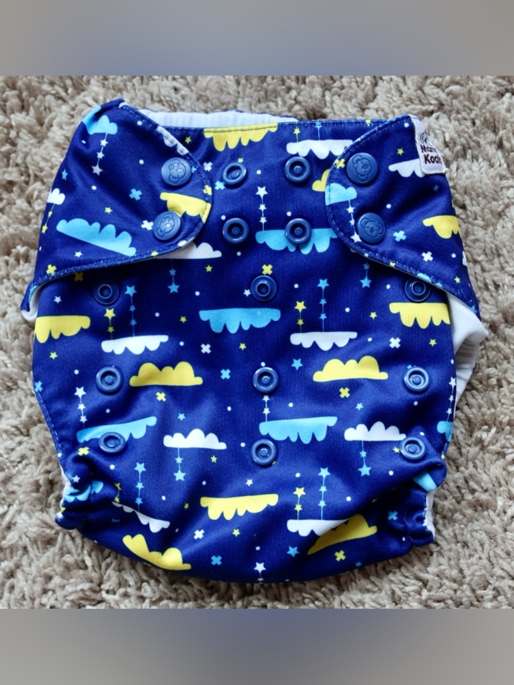 Mama Koala Navy Cloud & Star One Size Pocket Cloth Diaper